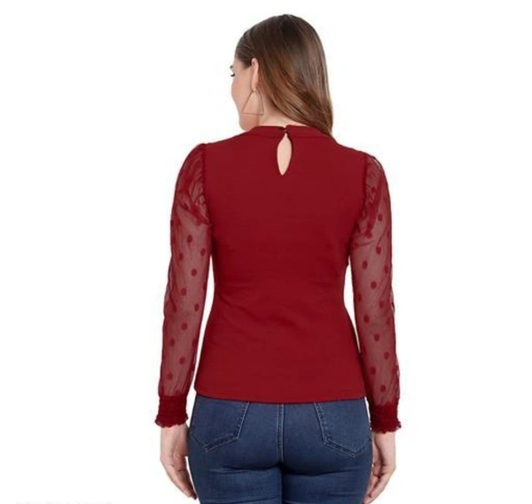 Leoty Women's Western Polka Dot Long Sleeve Stylish Top - Red, S