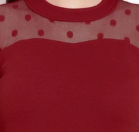 Leoty Women's Western Polka Dot Long Sleeve Stylish Top - Red, XL
