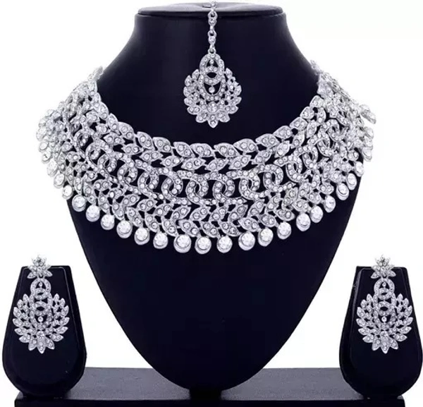 Rhodium Plated Jewellery Set White Austrian Diamond