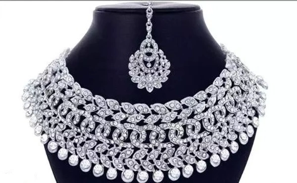 Rhodium Plated Jewellery Set White Austrian Diamond
