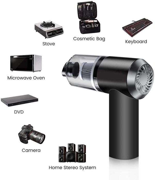 Vacuum Cleaner Dust Collection/Lighting 2 in 1 Car Vacuum Cleaner 120W High-Power Handheld Wireless Vacuum Cleaner Home Car Dual-use Portable USB Rechargeable Set of 1 Black