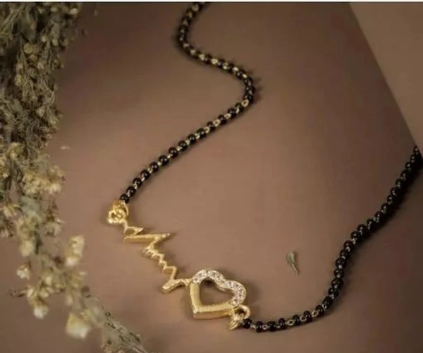 Love Heart Rose Gold-Plated Brass Mangalsutra Design look For women Party Wear