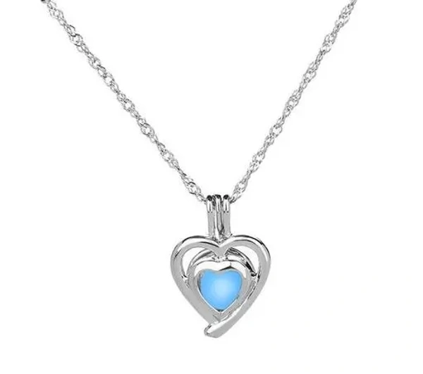 Glow in the Dark Luminous Heart Shape Pendant - Blue Glow