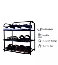 Shoe Rack 3 Shelves Durable and Multipurpose Metal Shoe Rack Shoe Stand Shelf Metal, Plastic Collapsible Shoe Stand (Black, 3 Shelves, DIY(Do-It-Yourself))