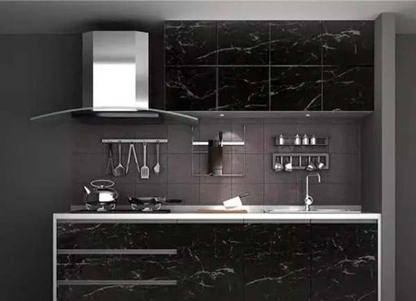 Shree Black Marble Foil Kitchen Stickers Oil-Proof Waterproof