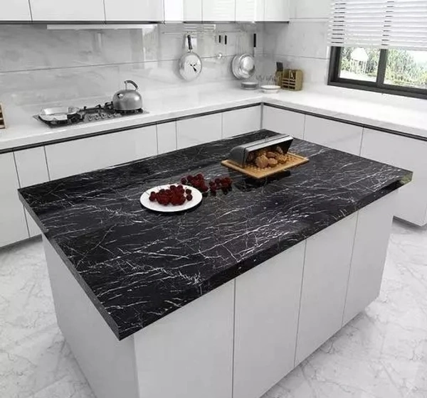 Shree Black Marble Foil Kitchen Stickers Oil-Proof Waterproof