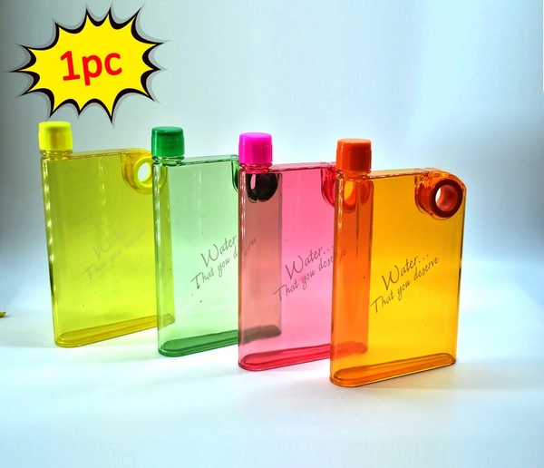  Notebook Style Slim Water Bottle (380 ml, Multicolor)