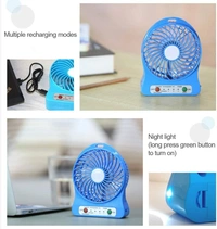 Portable Mini USB Fan 3-Level Speed Adjustable Electric Cooling Desktop Fan with Rechargeable Battery