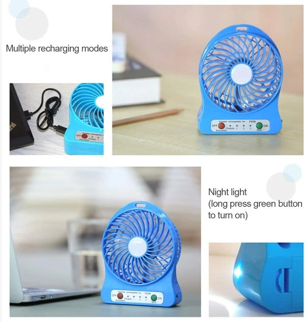 Portable Mini USB Fan 3-Level Speed Adjustable Electric Cooling Desktop Fan with Rechargeable Battery
