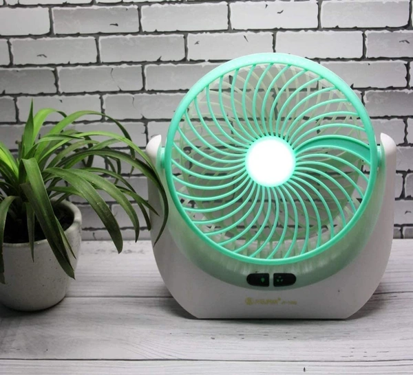 Rechargeable Fan with 3 Speeds and LED Light feature Quiet Operation Portable USB desk Table Fan for Camping Traveling Home Kitchen Office Outdoor