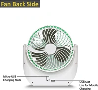 Rechargeable Fan with 3 Speeds and LED Light feature Quiet Operation Portable USB desk Table Fan for Camping Traveling Home Kitchen Office Outdoor
