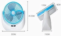 Rechargeable Fan with 3 Speeds and LED Light feature Quiet Operation Portable USB desk Table Fan for Camping Traveling Home Kitchen Office Outdoor