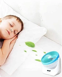 Rechargeable Fan with 3 Speeds and LED Light feature Quiet Operation Portable USB desk Table Fan for Camping Traveling Home Kitchen Office Outdoor
