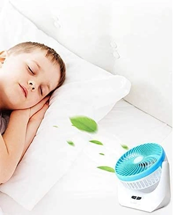 Rechargeable Fan with 3 Speeds and LED Light feature Quiet Operation Portable USB desk Table Fan for Camping Traveling Home Kitchen Office Outdoor