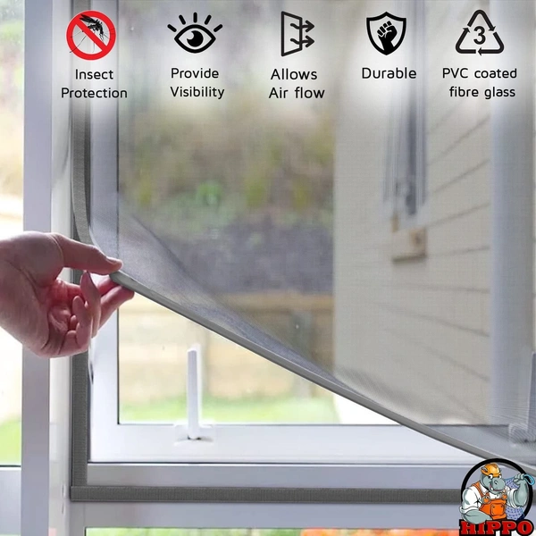 Window Mosquito Net Stitched with Nylon Closure, Fibreglass Insect Net, Self Adhesive