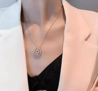 Woman Love Hearts Pendant Necklace Gold Plated four-leaf