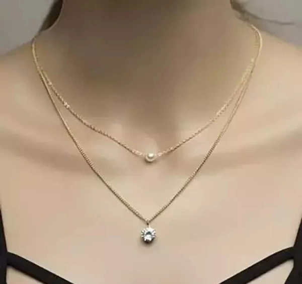 Fancy american diamond necklace and chain for girl