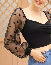 Black Crop Flock tops - XL