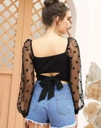 Black Crop Flock tops - XL