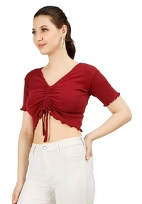 Women's Casual latest stylish Tie Tank Front Dori Crop Top For Summer - S