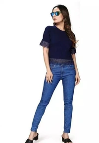 Classic Partywear Women Tops & Tunics Blue - XL