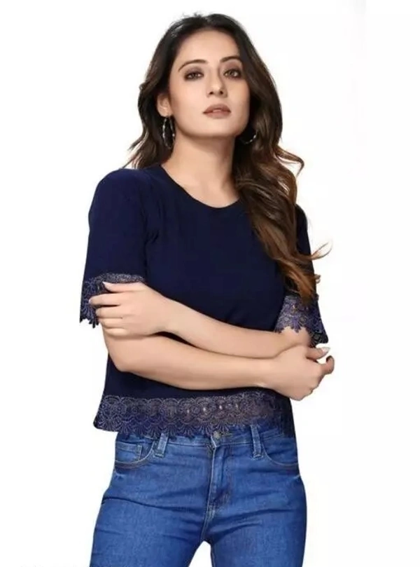 Classic Partywear Women Tops & Tunics Blue - XL