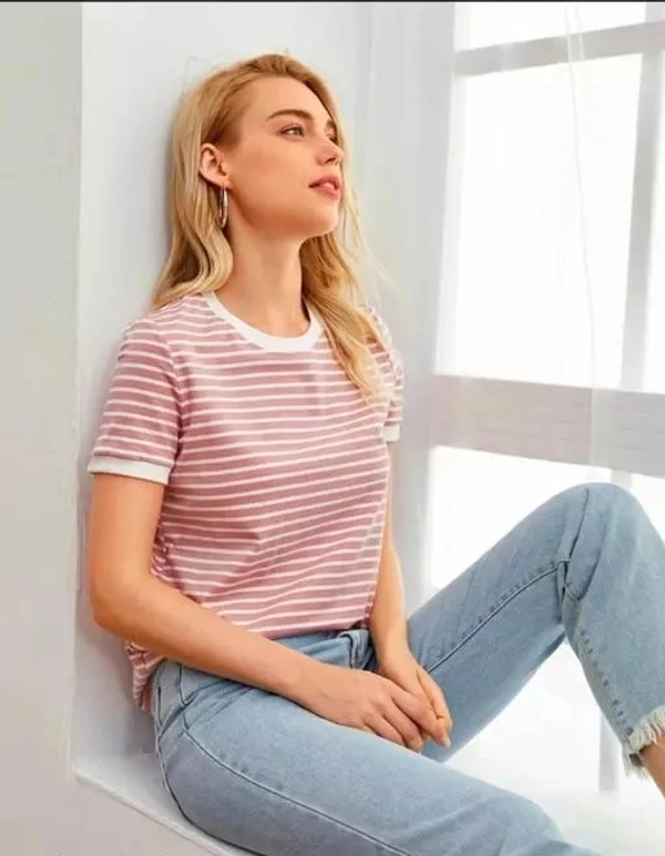 Casual Polyester Blend Round Neck And Short Sleeves Stylish Printed Top (23"Inches) - XL