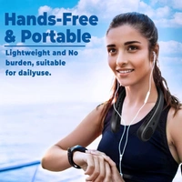 Portable Neck Fan, Personal Mini USB Neck Fan 20Hrs Play 1600mah Rechargeable Handfree Neckband Hanging Fans