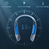 Portable Neck Fan, Personal Mini USB Neck Fan 20Hrs Play 1600mah Rechargeable Handfree Neckband Hanging Fans