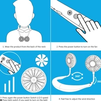 Hand Free Neck Fan, Rechargeable Mini USB Personal Fan with 360 Rotation, 3 Adjustable Speeds for Home, Sport, Camping, Beach, Travel, Office (Black)