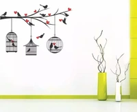 Birds Cages Love' PVC Vinyl Wall Sticker ,SIZE 85 X 121 CM) Wall Stickers | Wall Sticker for Living Room -Bedroom - Office - Home Hall Decor | Beautiful Decorative