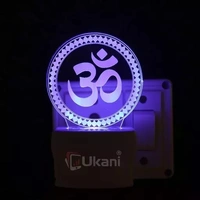 KATAK OM CHAKRA Acrylic 3D Optical Illusion Night Lamp, RGB 7 Colors Auto Colour Changing LED Plug and Play Night Light, Office Day Light, For Home and Office Use, Best for Gift, Multicolour - 7CM+3.5CM