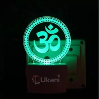 KATAK OM CHAKRA Acrylic 3D Optical Illusion Night Lamp, RGB 7 Colors Auto Colour Changing LED Plug and Play Night Light, Office Day Light, For Home and Office Use, Best for Gift, Multicolour - 7CM+3.5CM