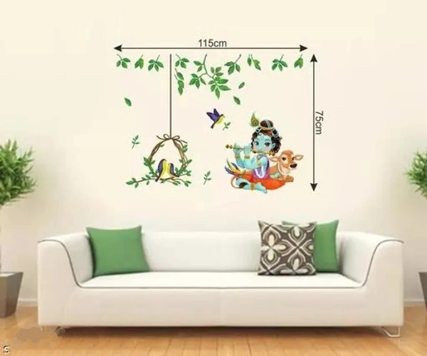 Wall Decals ' Lord Krishna With birds Combo'Wall Stickers |PVC Vinyl | Multicolour