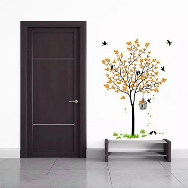 Orange Tree With Birds Cage And Nest