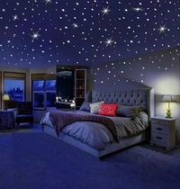 Beautiful Medium Galaxy of Stars Moon and Round Dot Radium Night Glow for Bedroom/Living Room Wall Sticker (Pack of 1)
