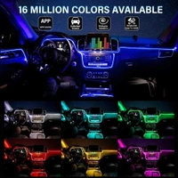 Interior Car LED Strip Lights with Wireless APP and Remote Control, RGB 5 in 1 Ambient Lighting Kits with 236 inches Fiber Optic, 16 Million Colors Car Neon Lights, Sync to Music