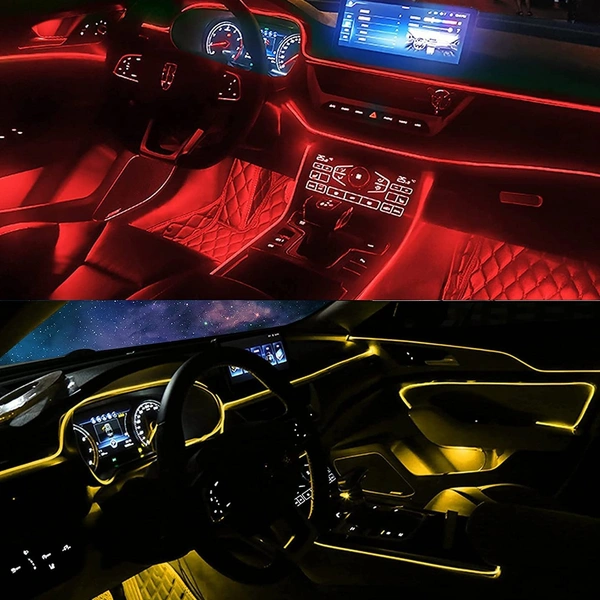 Interior Car LED Strip Lights with Wireless APP and Remote Control, RGB 5 in 1 Ambient Lighting Kits with 236 inches Fiber Optic, 16 Million Colors Car Neon Lights, Sync to Music