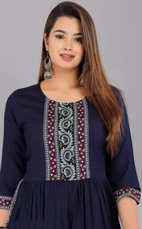 Nayara cut kurti (NAVY BLUE) - XL