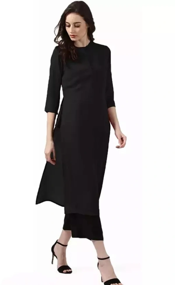 Women Cotton Straight Long Kurti With Palazzos - XL