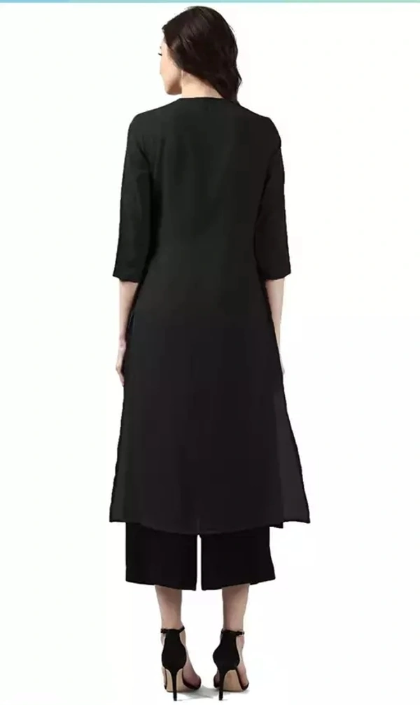 Women Cotton Straight Long Kurti With Palazzos - XL