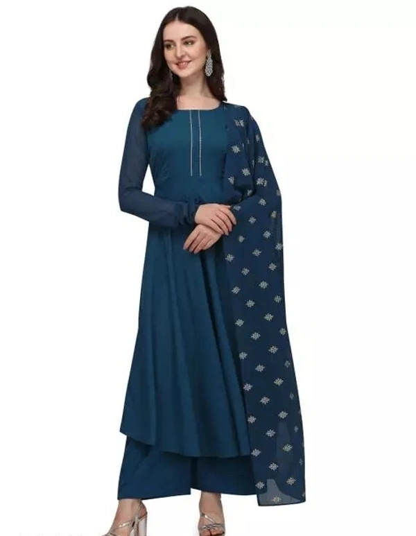 kurti anarkali kurtis for women with dupatta set in TEAL BLUE color anarkali kurta set for woman anarkali kurti with dupatta print gotta patti style DESIGN BY FAB GALAXY - XL