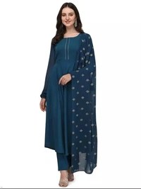 kurti anarkali kurtis for women with dupatta set in TEAL BLUE color anarkali kurta set for woman anarkali kurti with dupatta print gotta patti style DESIGN BY FAB GALAXY - XL