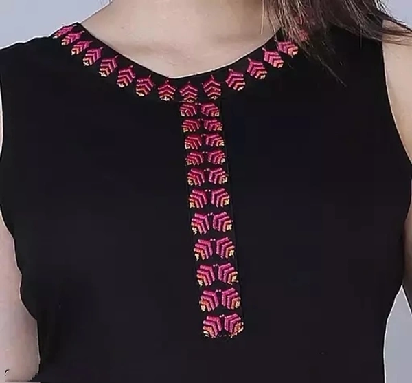 Rayon Straight Black Kurti For Women/Girls - XL