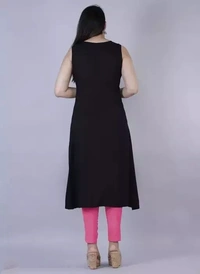 Rayon Straight Black Kurti For Women/Girls - XL