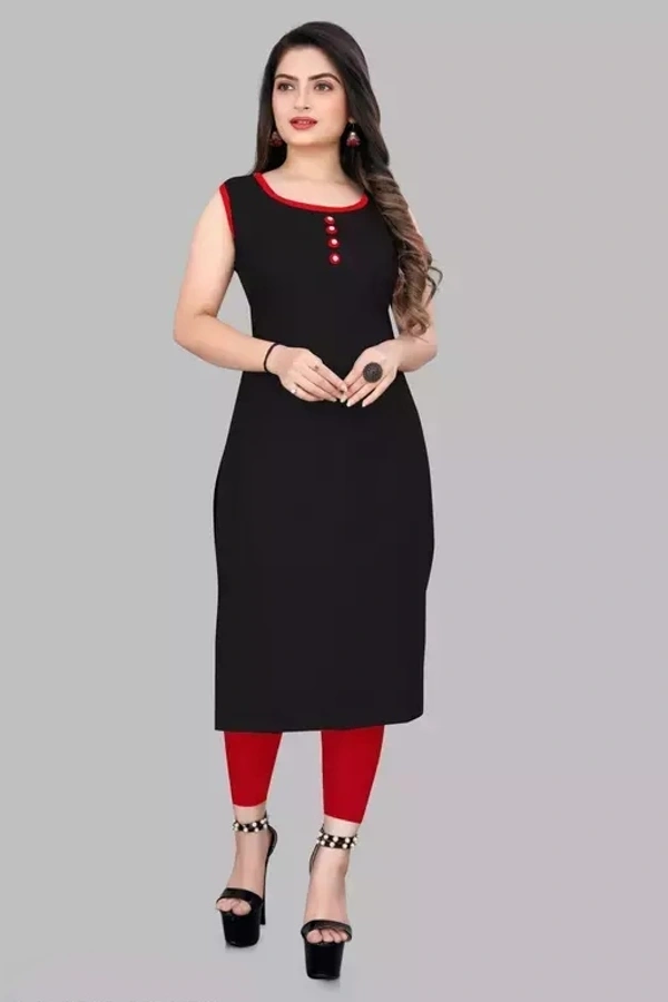 Lucy Fashion Solid Cotton Blend Sleevless Kurti For Women's And Girl's - S