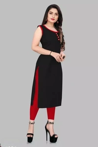 Lucy Fashion Solid Cotton Blend Sleevless Kurti For Women's And Girl's - S