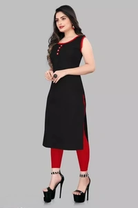 Lucy Fashion Solid Cotton Blend Sleevless Kurti For Women's And Girl's - S