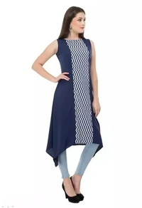 NAVY LONG STRIPE KURTI - S