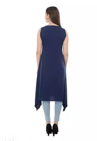 NAVY LONG STRIPE KURTI - L